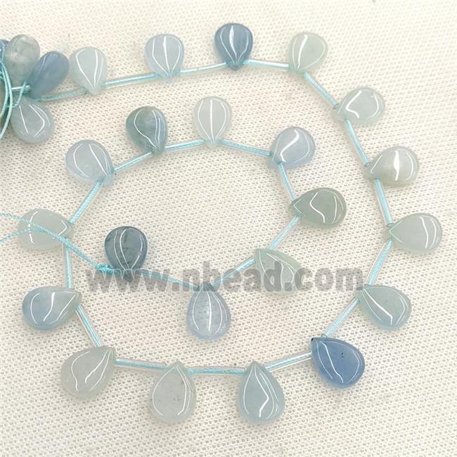 Natural Blue Aquamarine Beads Teardrop Topdrilled