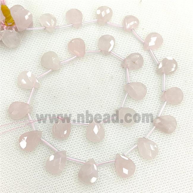 Natural Pink Rose Quartz Beads Faceted Teardrop Topdrilled