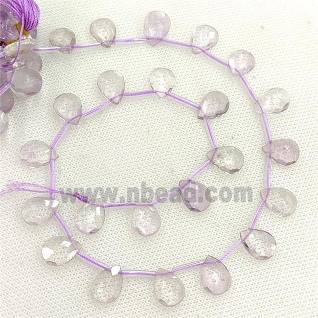 Natural Amethyst Beads Lt.purple Faceted Teardrop Topdrilled