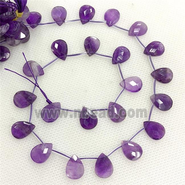 Natural Purple Amethyst Beads Faceted Teardrop Topdrilled