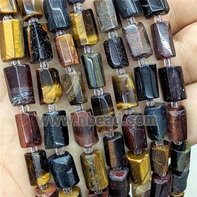 Tiger Eye Stone Tube Beads Multicolor