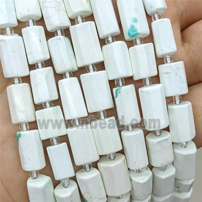 White Howlite Turquoise Tube Beads