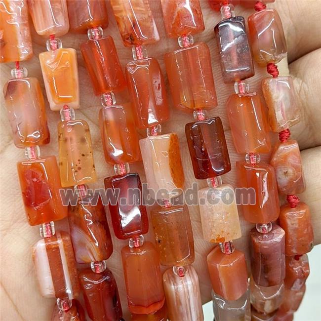 Natural Red Carnelian Agate Tube Beads