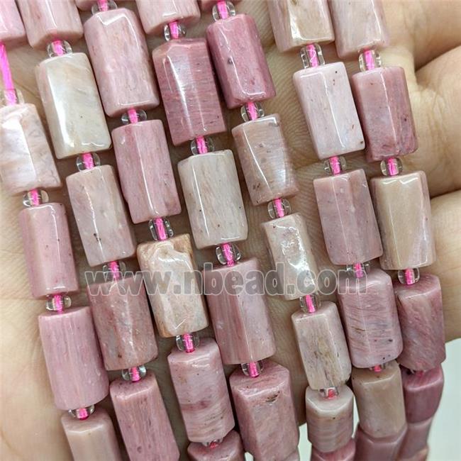 Natural Pink Wood Lace Jasper Tube Beads