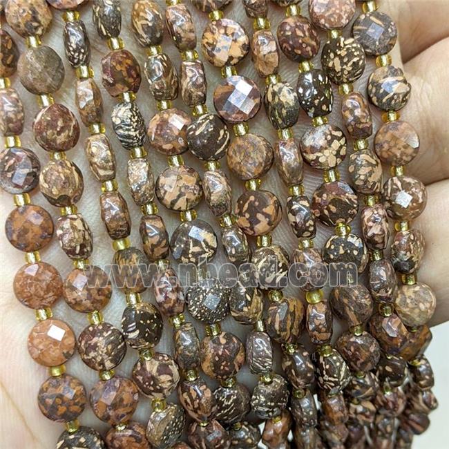 Firework Jasper Beads Faceted Coin