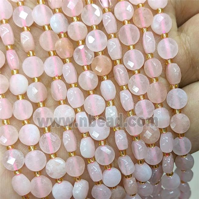 Natural Pink Aventurine Beads Faceted Coin