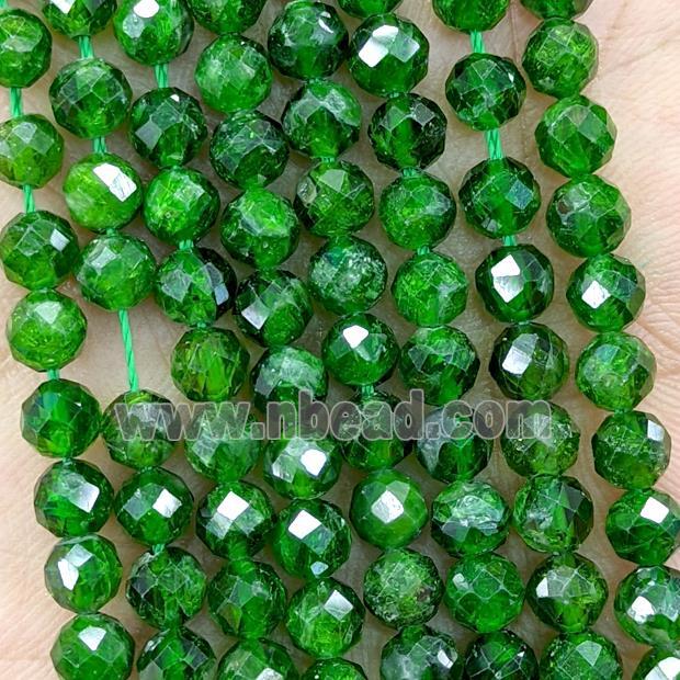 Natural Green Diopside Beads Faceted Round A-Grade