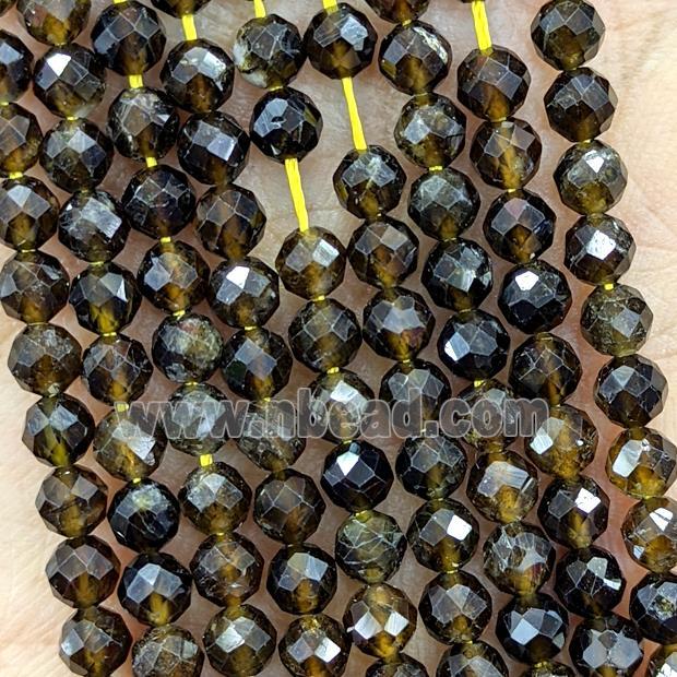 Natural Tourmaline Beads Yellowgray Faceted Round