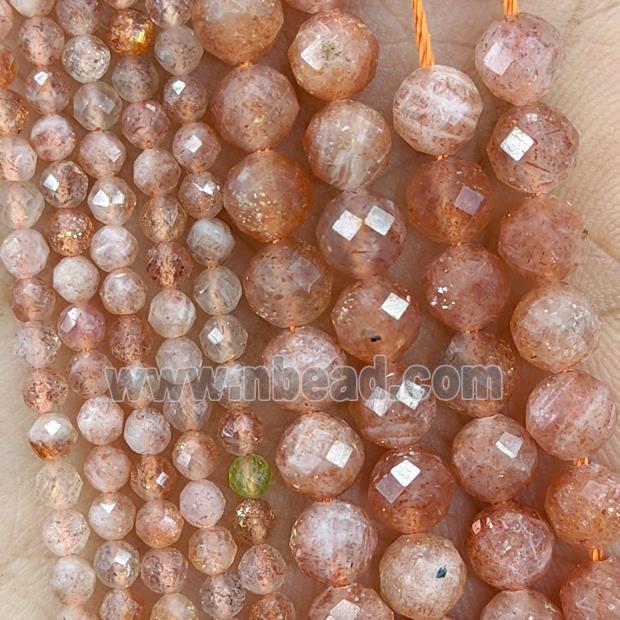 Natural Golden Spot Sunstone Beads Orange Faceted Round