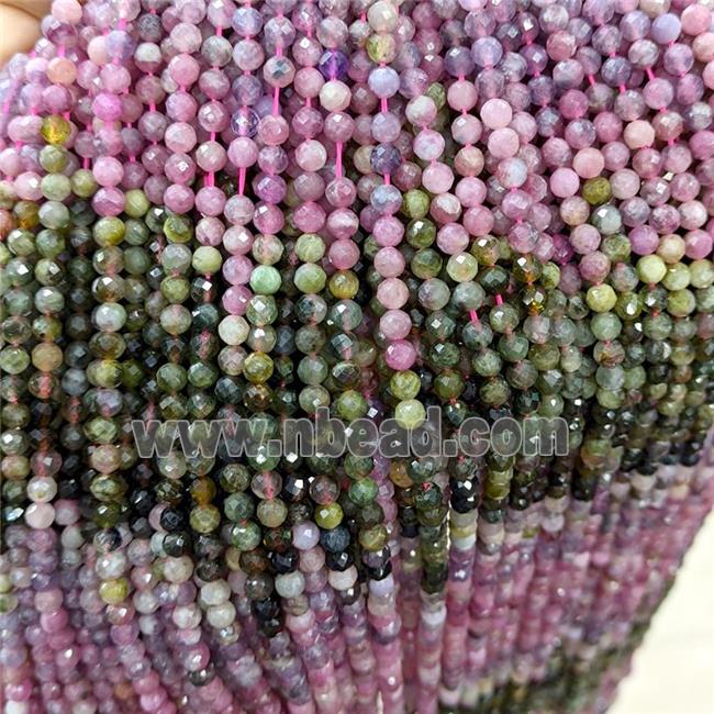 Natural Tourmaline Beads Pink Green Faceted Round