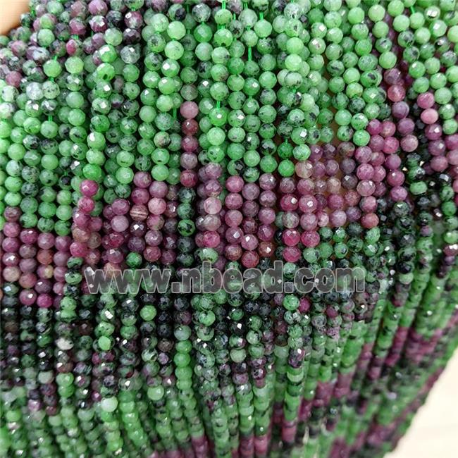 Natural Zoisite Beads Green Pink Faceted Round