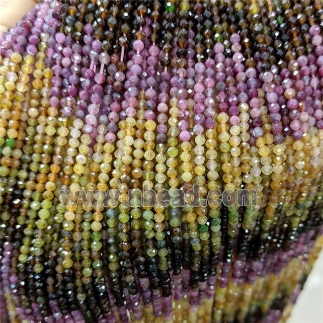 Natural Multicolor Tourmaline Beads Tiny Faceted Round