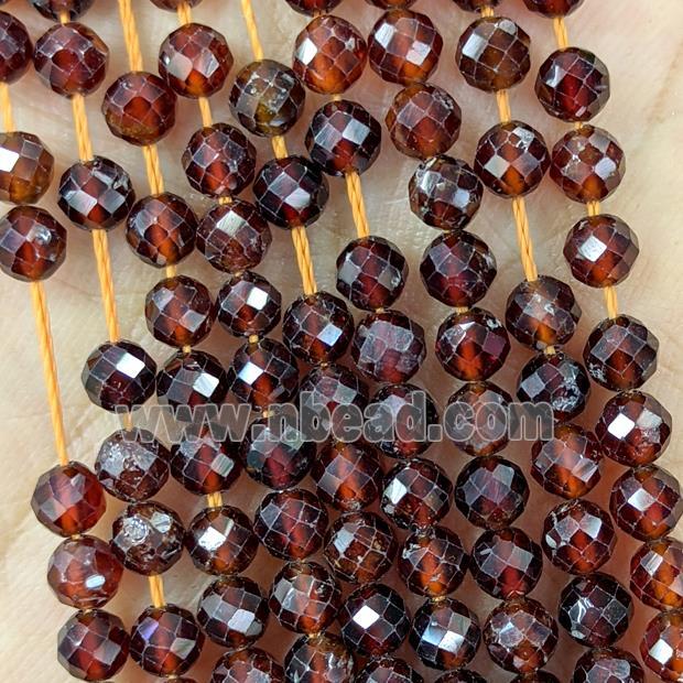 Natural Garnet Beads Darkorange Faceted Round