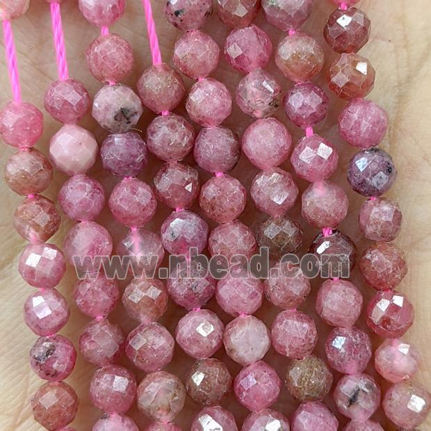 Natural Rhodonite Beads Red Faceted Round