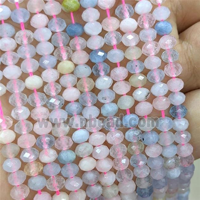 Natural Morganite Beads Multicolor Faceted Rondelle