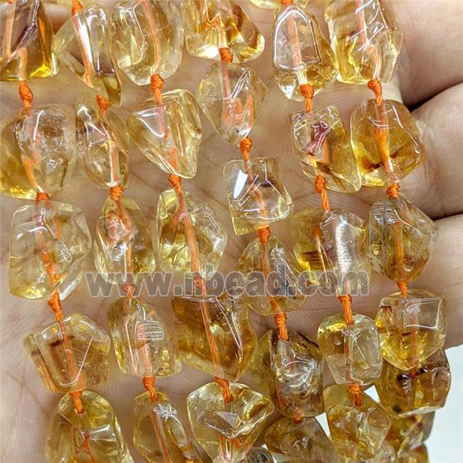 Natural Citrine Nugget Beads Freeform Golden