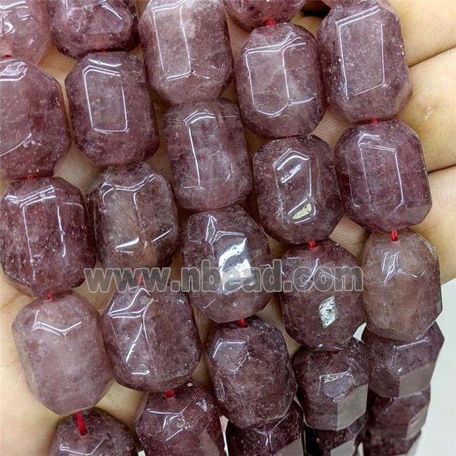 Natural Strawberry Quartz Beads Faceted Tube