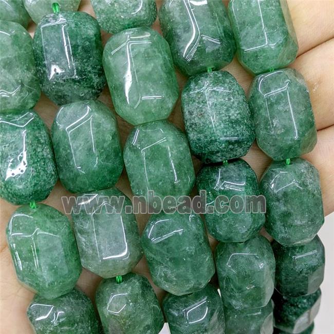 Natural Green Strawberry Quartz Beads Faceted Tube