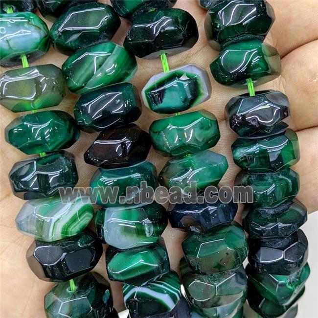 Natural Agate Beads Green Dye Faceted Rondelle