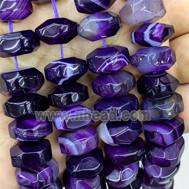 Natural Stripe Agate Beads Purple Dye Banded Faceted Rondelle