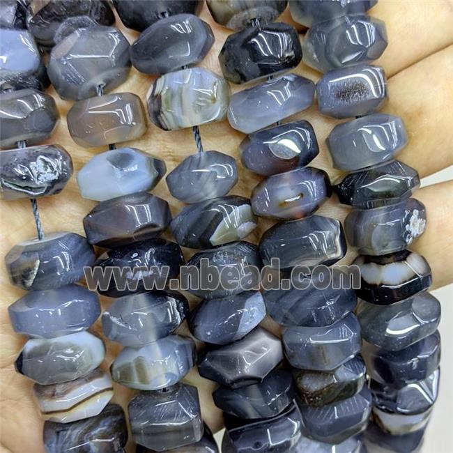 Natural Stripe Agate Beads Gray Dye Banded Faceted Rondelle