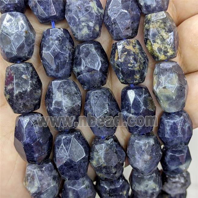 Natural Iolite Beads Inkblue Faceted Barrel