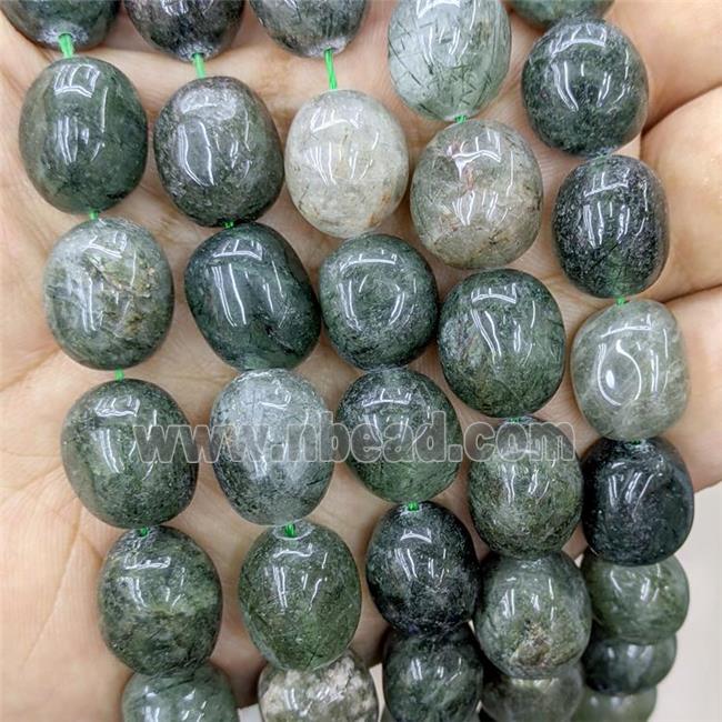 Natural Green Rutilated Quartz Nugget Beads Freeform Polished