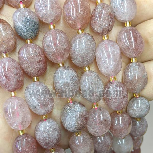 Natural Pink Strawberry Quartz Nugget Beads Freeform