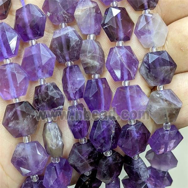 Natural Purple Amethyst Hexagon Beads