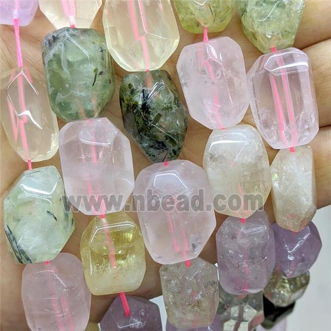 Natural Gemstone Nugget Beads Faceted Tube Mixed