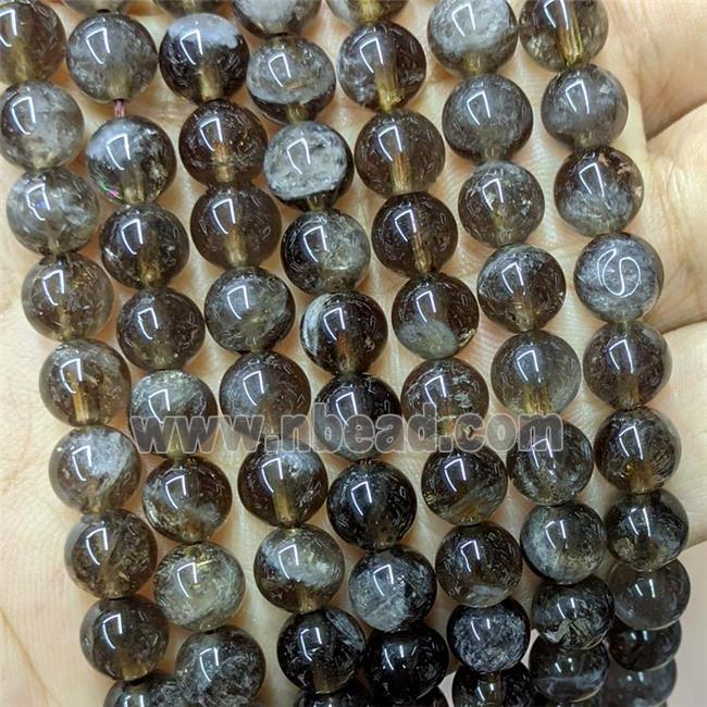 Silver Smoky Quartz Beads Smooth Round