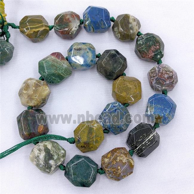 Natural Ocean Agate Beads Faceted Coin Multicolor