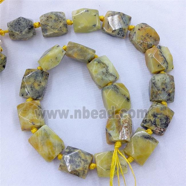 Natural Yellow Opal Beads Faceted Square