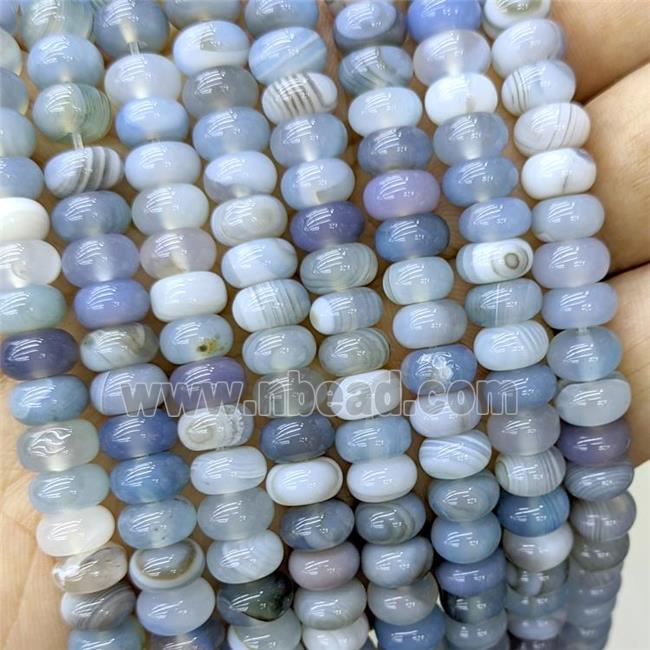 Natural Stripe Agate Beads Banded Smooth Rondelle Blue Dye