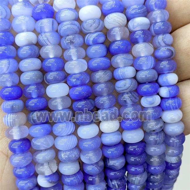 Natural Stripe Agate Beads Banded Smooth Rondelle Skyblue Dye