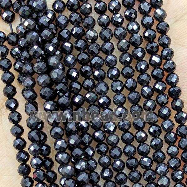 Natural Black Tourmaline Beads Faceted Round