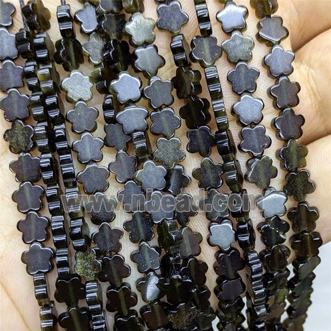 Golden Obsidian Flower Beads