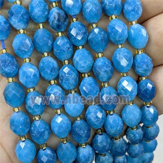 Natural Jade Beads Blue Dye Faceted Rice