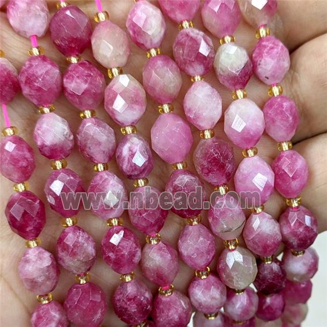 Natural Jade Beads Red Dye Faceted Rice