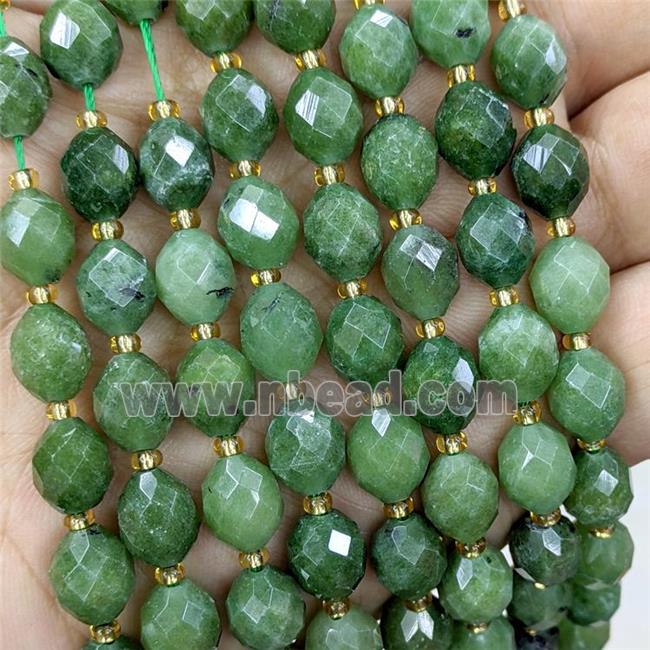 Natural Jade Beads Green Dye Faceted Rice