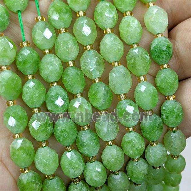 Natural Jade Beads Green Dye Faceted Rice