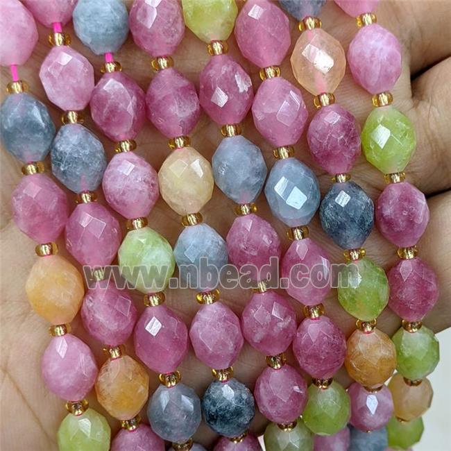 Natural Jade Beads Dye Faceted Rice Mixed Color