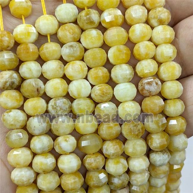 Natural Jade Beads Yellow Dye Faceted Pumpkin