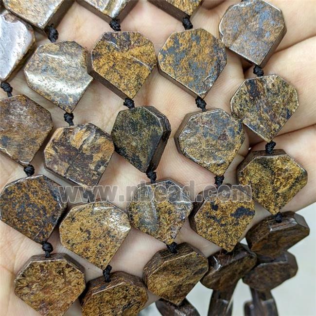 Natural Bronzite Heart Beads