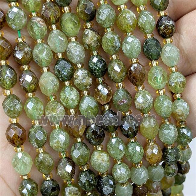 Natural Green Garnet Beads Faceted Rice