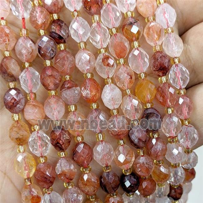 Natural Red Hematoid Quartz Beads Faceted Rice