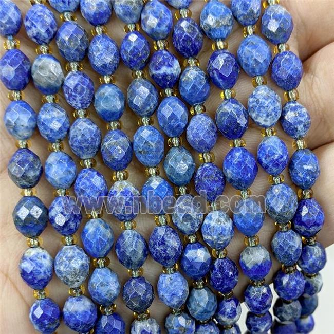 Natural Blue Lapis Lazuli Beads Faceted Rice