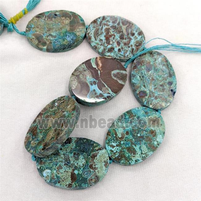 Natural Ocean Jasper Oval Beads Blue Dye