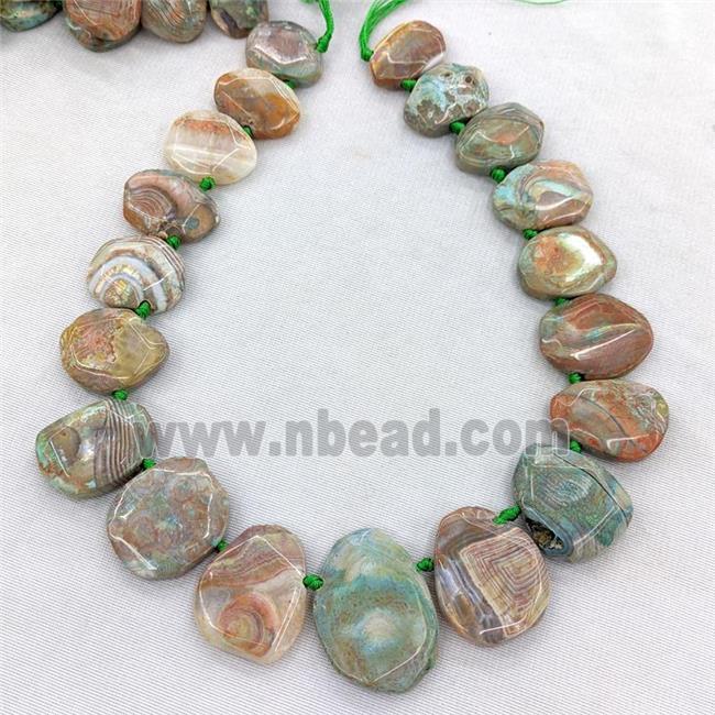 Natural Dragon Veins Agate Teardrop Beads Graduated Topdrilled Green Coffee Dye