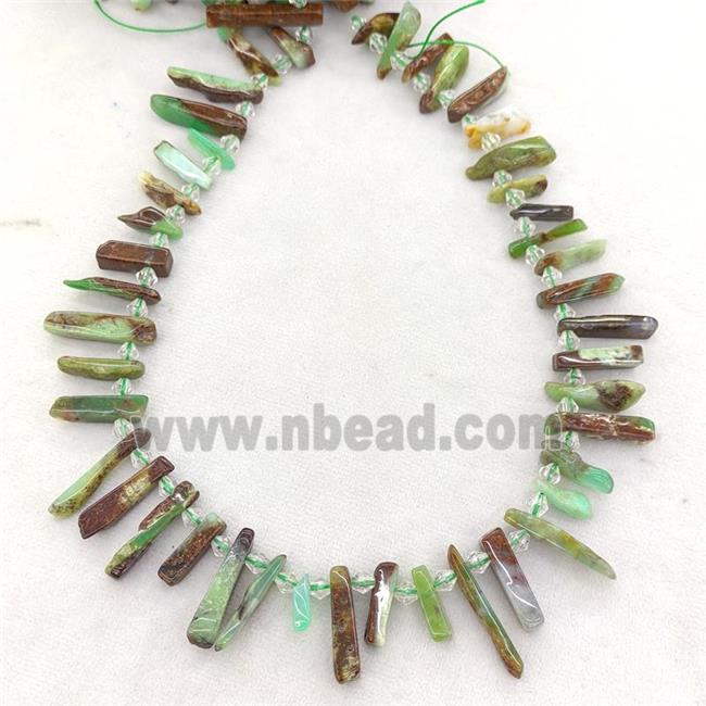 Natural Australian Chrysoprase Stick Beads Green Topdrilled